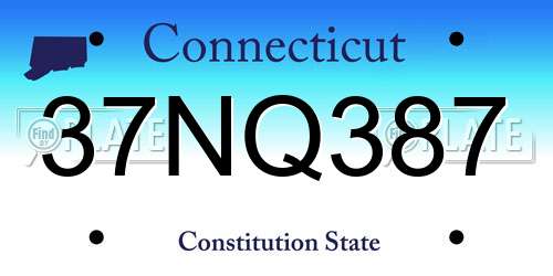 37NQ387 Connecticut License Plate