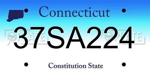 37SA224 Connecticut License Plate