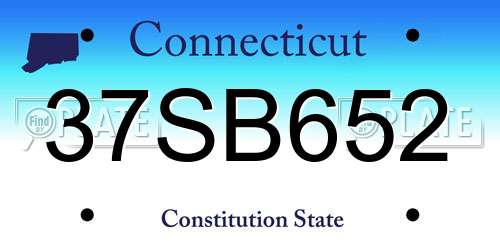 37SB652 Connecticut License Plate