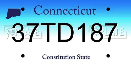 37TD187 Connecticut License Plate