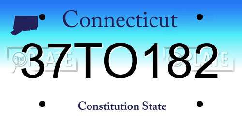 37TO182 Connecticut License Plate