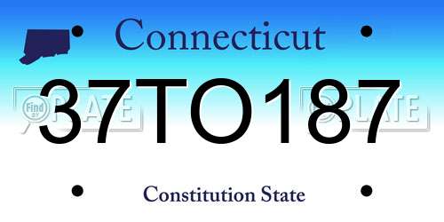 37TO187 Connecticut License Plate