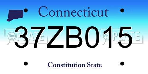 37ZB015 Connecticut License Plate