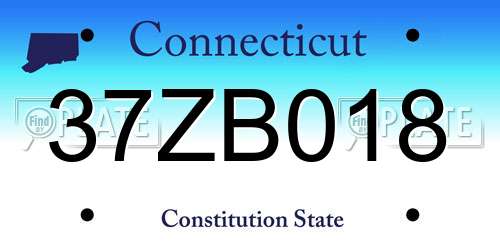 37ZB018 Connecticut License Plate