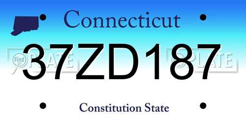 37ZD187 Connecticut License Plate