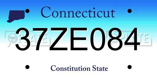 37ZE084 Connecticut License Plate