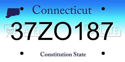37ZO187 Connecticut License Plate