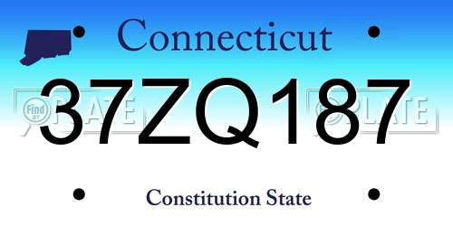 37ZQ187 Connecticut License Plate