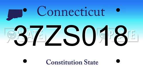 37ZS018 Connecticut License Plate