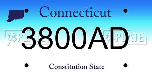 3800AD Connecticut License Plate