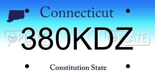 380KDZ Connecticut License Plate