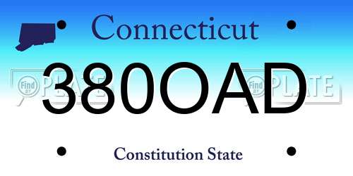 380OAD Connecticut License Plate