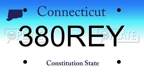 380REY Connecticut License Plate