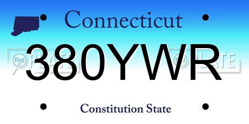 380YWR license plate in CT state
