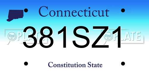 381SZ1 Connecticut License Plate