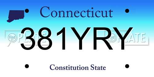 381YRY Connecticut License Plate
