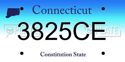 3825CE Connecticut License Plate