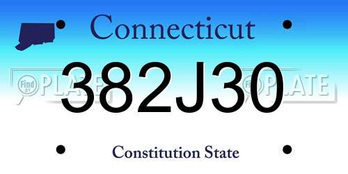 382J30 Connecticut License Plate