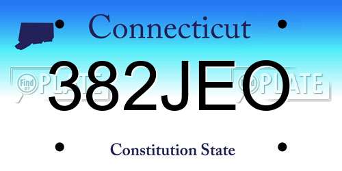 382JEO Connecticut License Plate