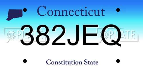 382JEQ Connecticut License Plate