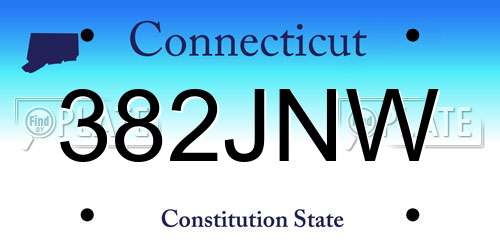 382JNW Connecticut License Plate