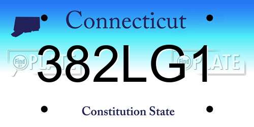 382LG1 Connecticut License Plate