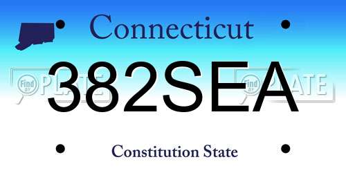 382SEA Connecticut License Plate