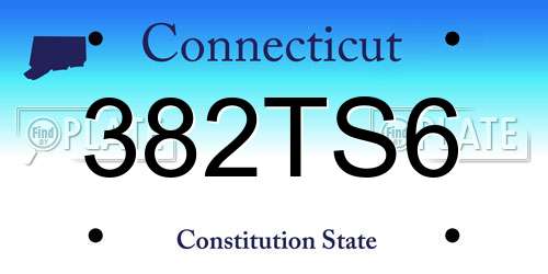 382TS6 Connecticut License Plate