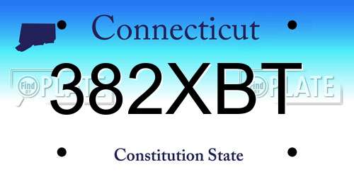 382XBT Connecticut License Plate
