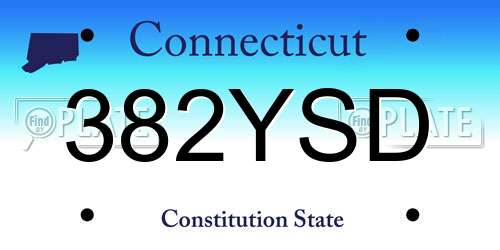 382YSD Connecticut License Plate