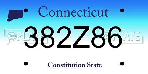 382Z86 Connecticut License Plate