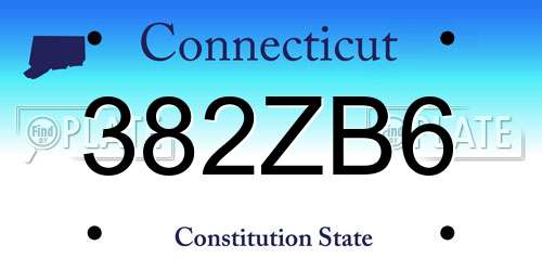 382ZB6 Connecticut License Plate
