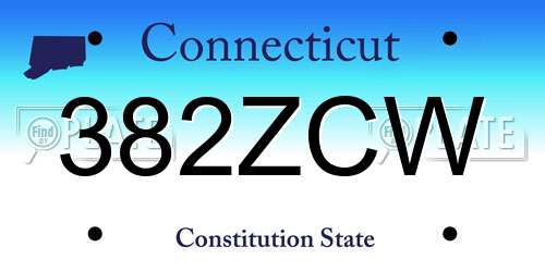 382ZCW Connecticut License Plate