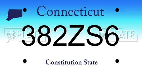 382ZS6 Connecticut License Plate