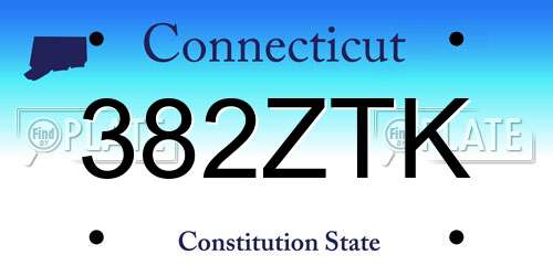 382ZTK Connecticut License Plate