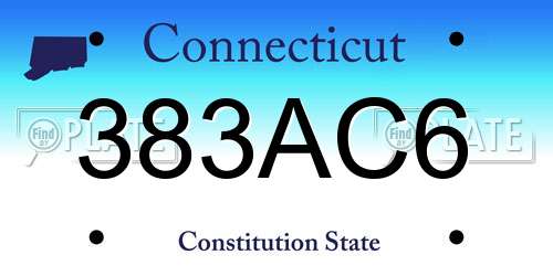 383AC6 Connecticut License Plate