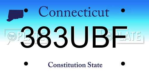 383UBF Connecticut License Plate