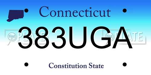 383UGA Connecticut License Plate