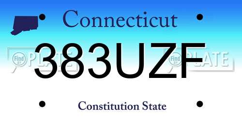 383UZF Connecticut License Plate