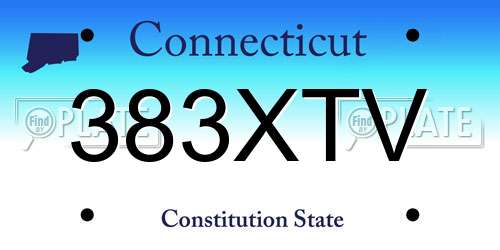 383XTV Connecticut License Plate