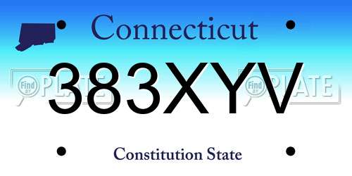 383XYV Connecticut License Plate