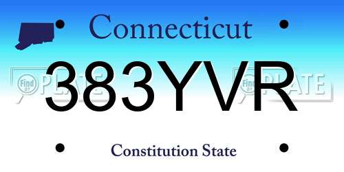 383YVR Connecticut License Plate