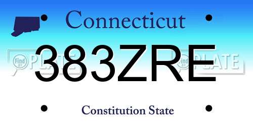 383ZRE Connecticut License Plate