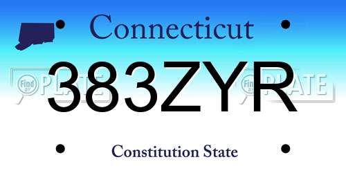 383ZYR Connecticut License Plate