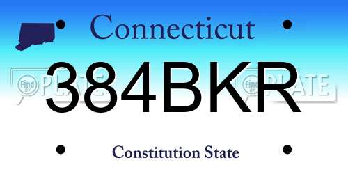 384BKR Connecticut License Plate
