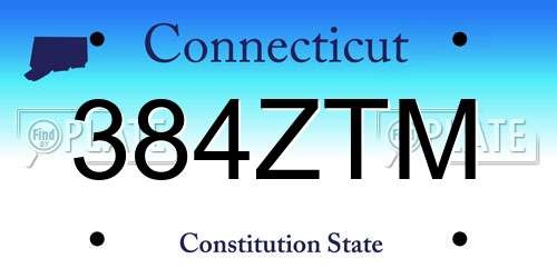 384ZTM Connecticut License Plate