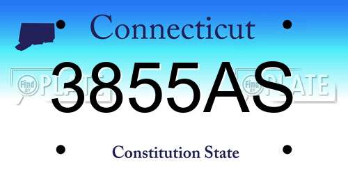 3855AS Connecticut License Plate