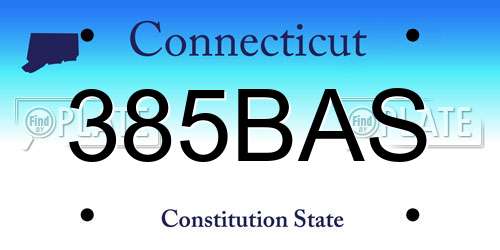 385BAS Connecticut License Plate