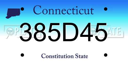 385D45 Connecticut License Plate