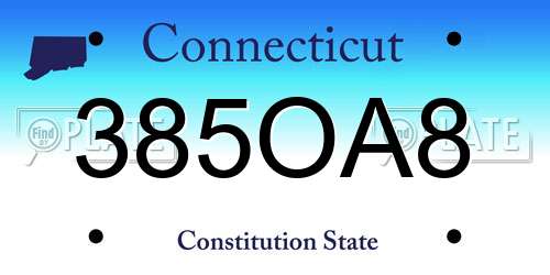 385OA8 Connecticut License Plate